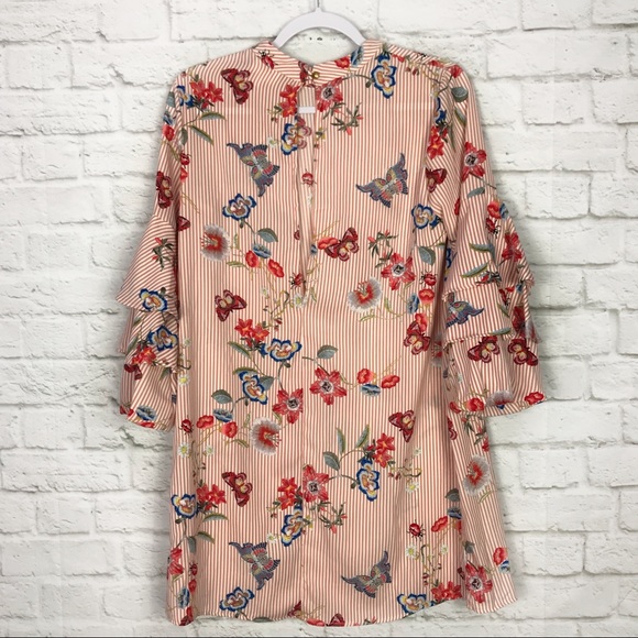 Karlie Striped Floral Insect MockNeck Stripe Dress - Picture 5 of 8